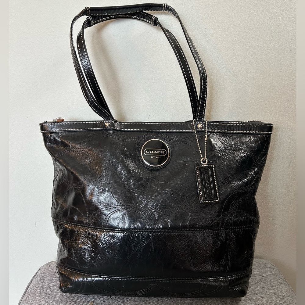 Coach Black Leather Shoulder Tote